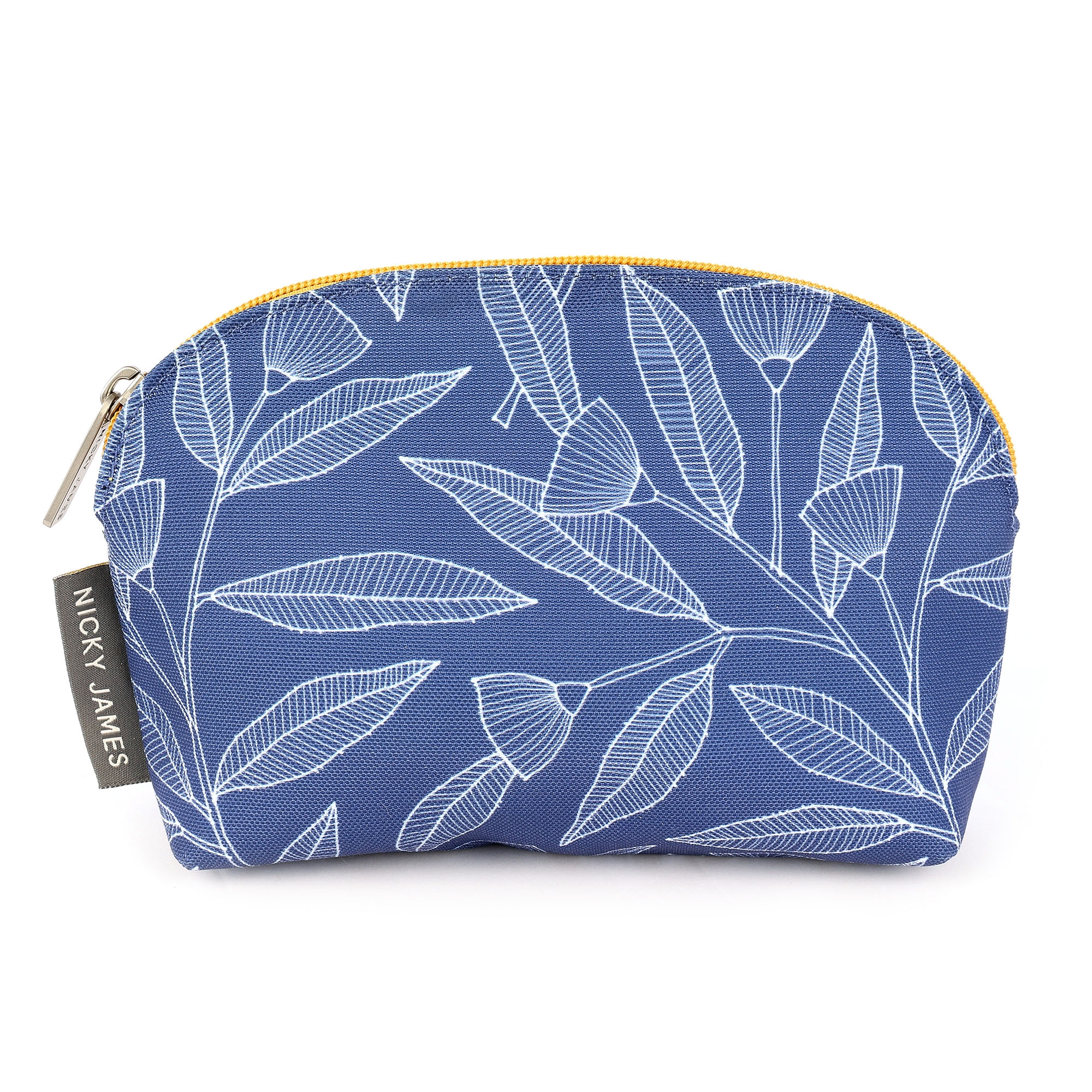 Navy Leaves Make Up Bag