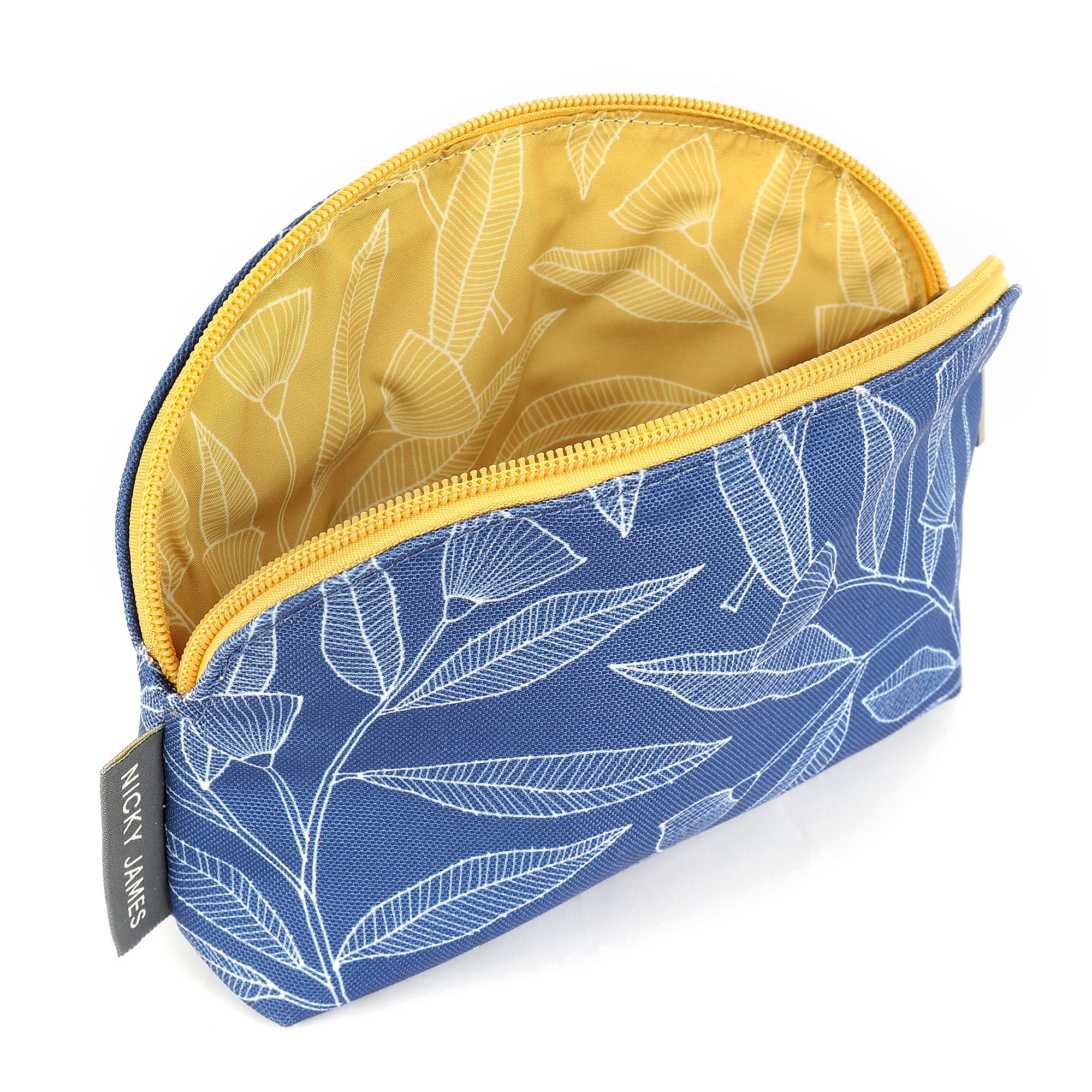 Navy Leaves Make Up Bag